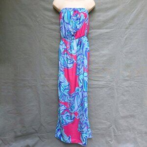 $188 LILLY PULITZER Chic Pink Sway Emmett Maxi Dress Size S Holiday Cocktail